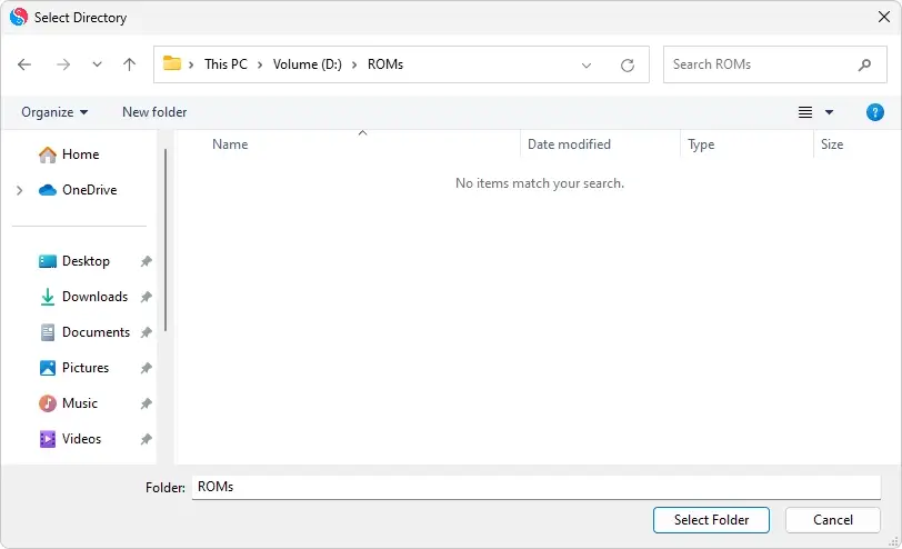 Select your game folder
