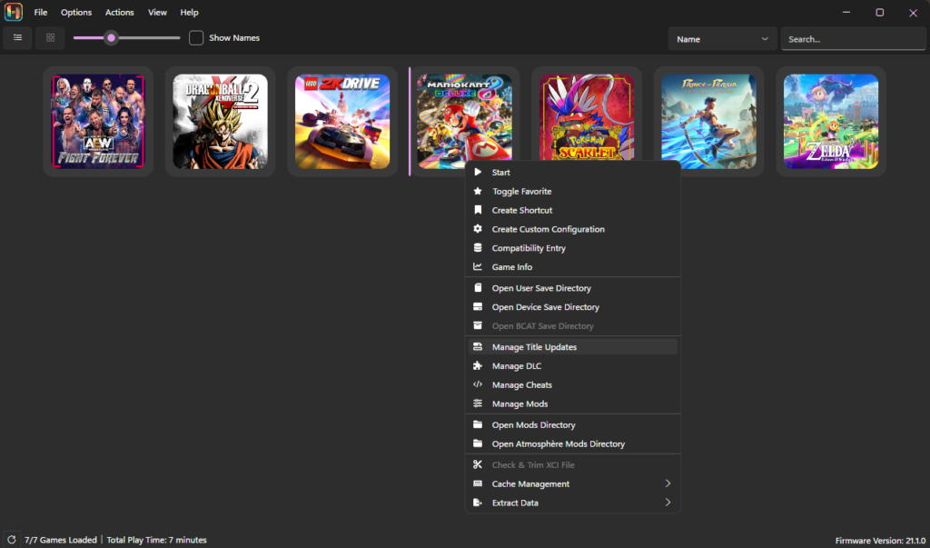 Ryujinx Manage Title Updates.”